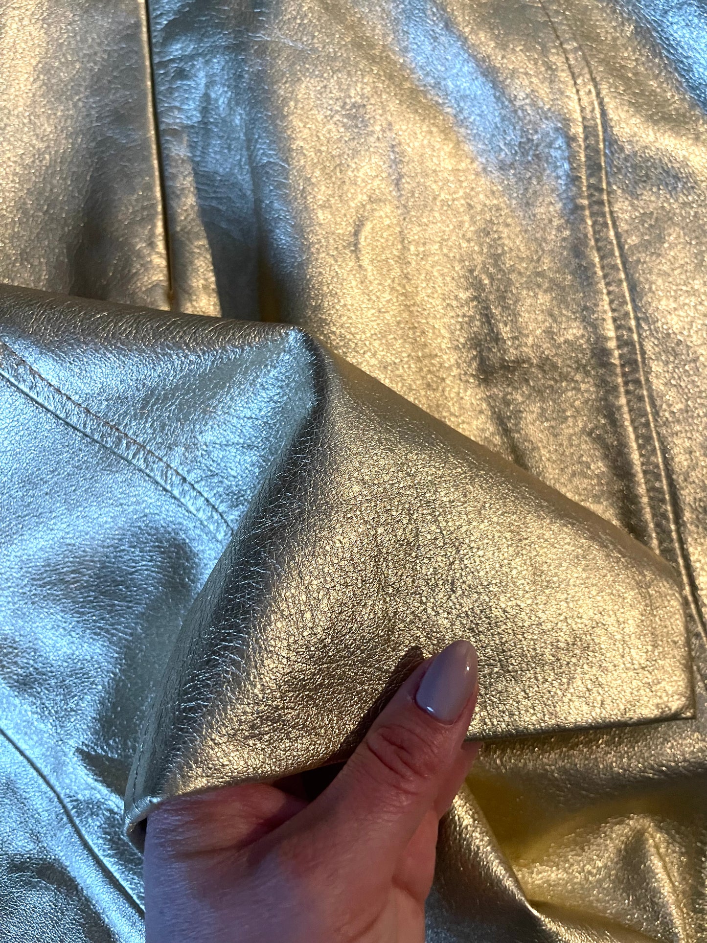 NWT Metallic Gold Leather Skirt – Per Se by Carlisle – Size 8 – Late 2000s Era