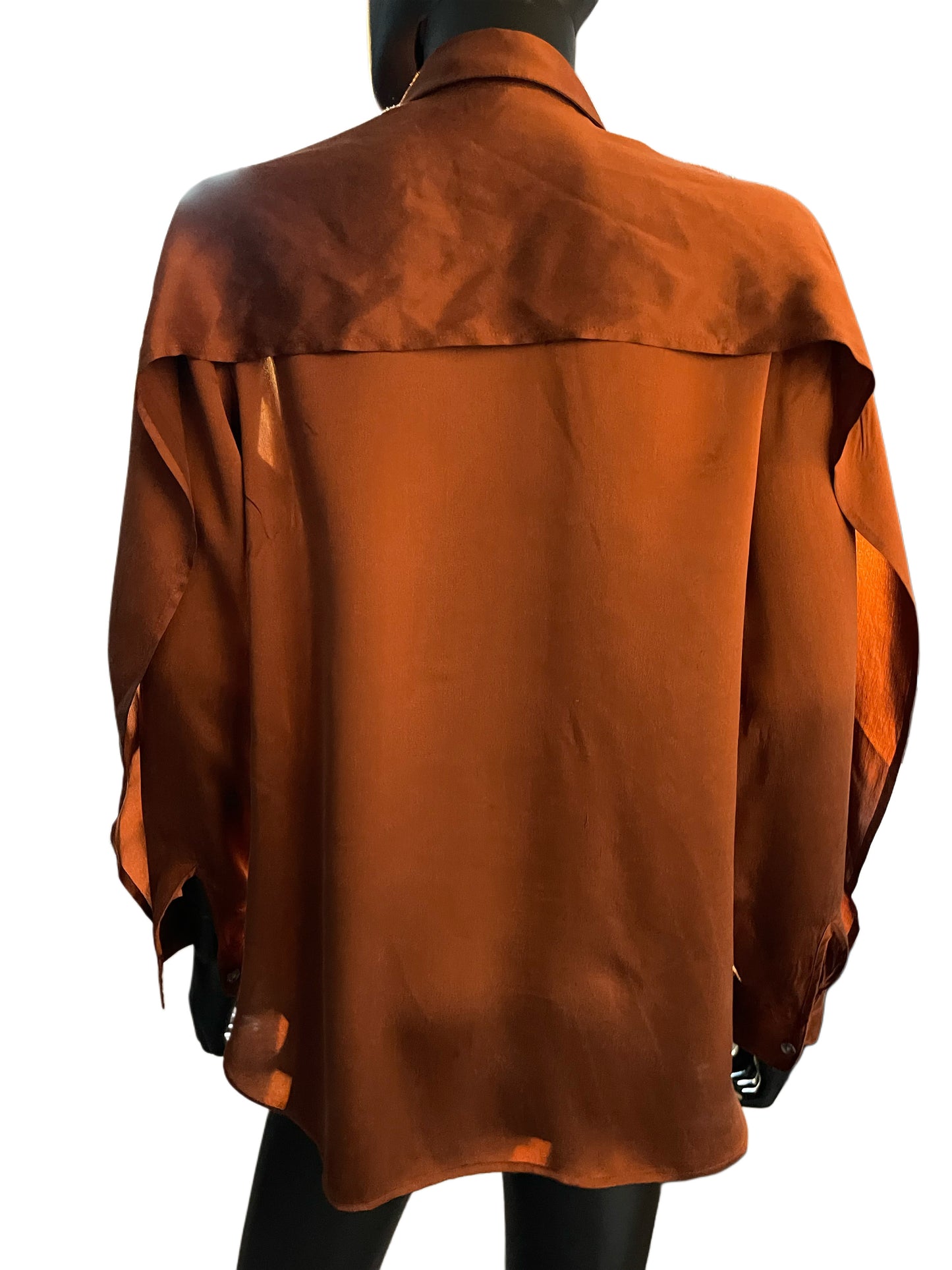 Vintage Banana Republic Heritage Collection Silk Shirt – Rust Brown – Size S