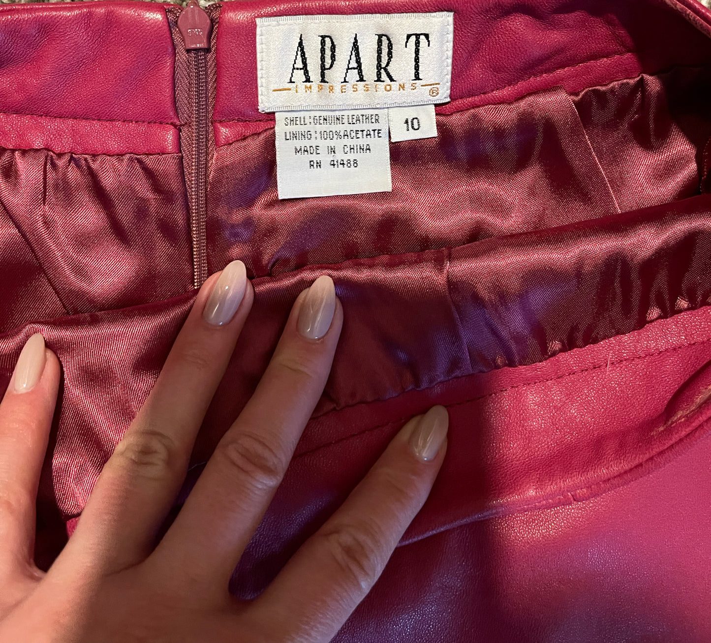Vintage Fuchsia Leather Mini Skirt – Apart Impressions – Size 10