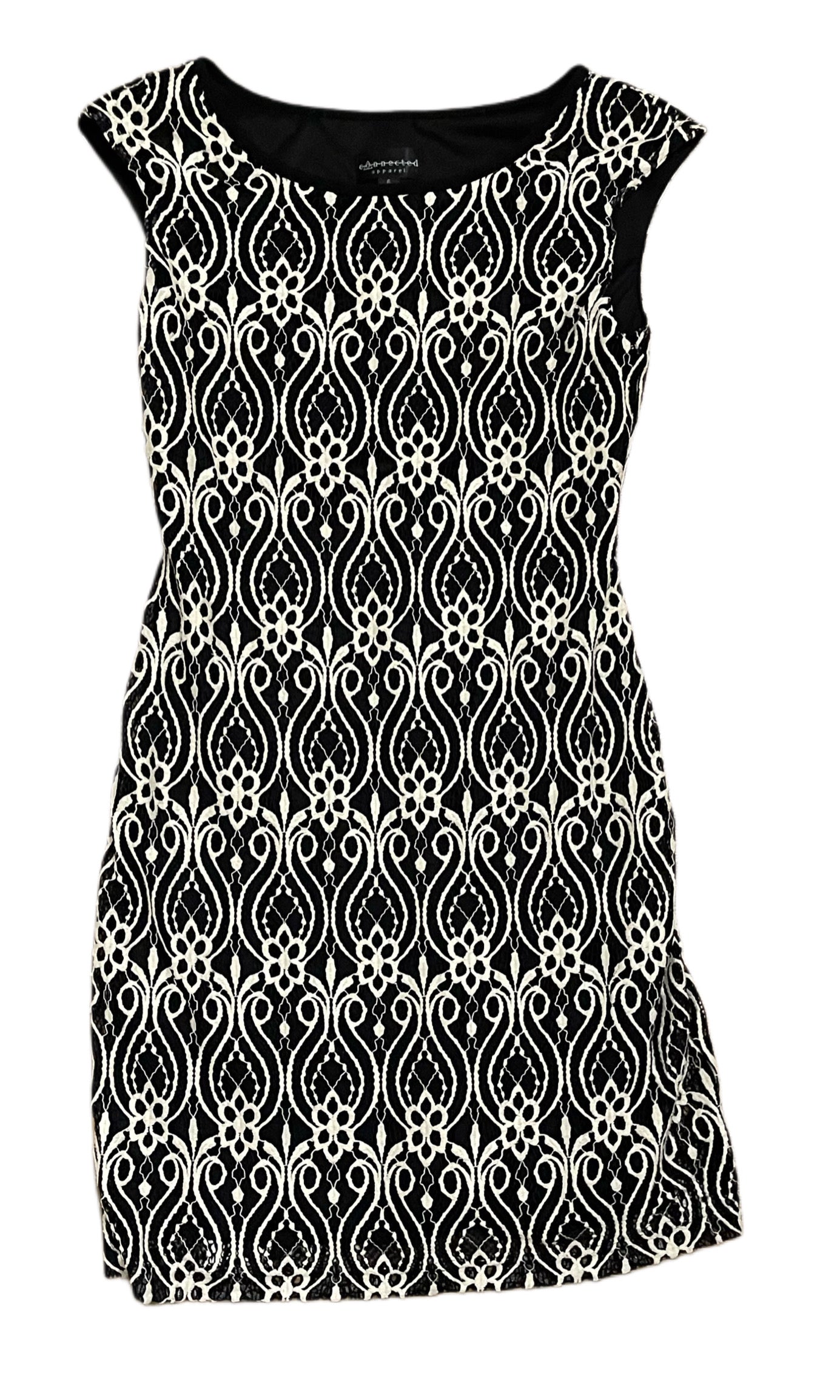 Black & Ivory Lace Overlay Sheath Dress – Size 6 – Connected Apparel