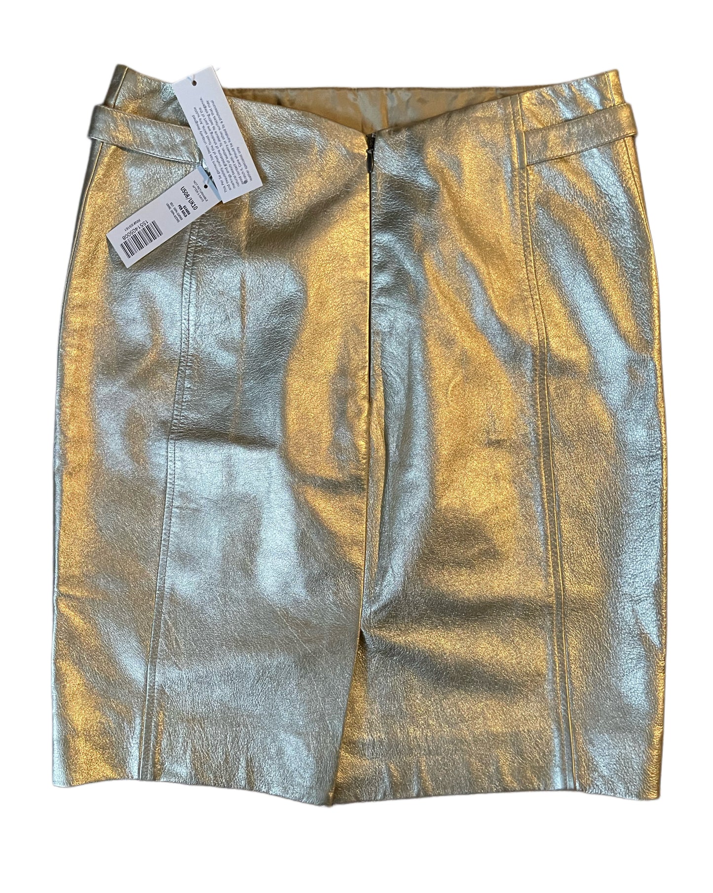 NWT Metallic Gold Leather Skirt – Per Se by Carlisle – Size 8 – Late 2000s Era