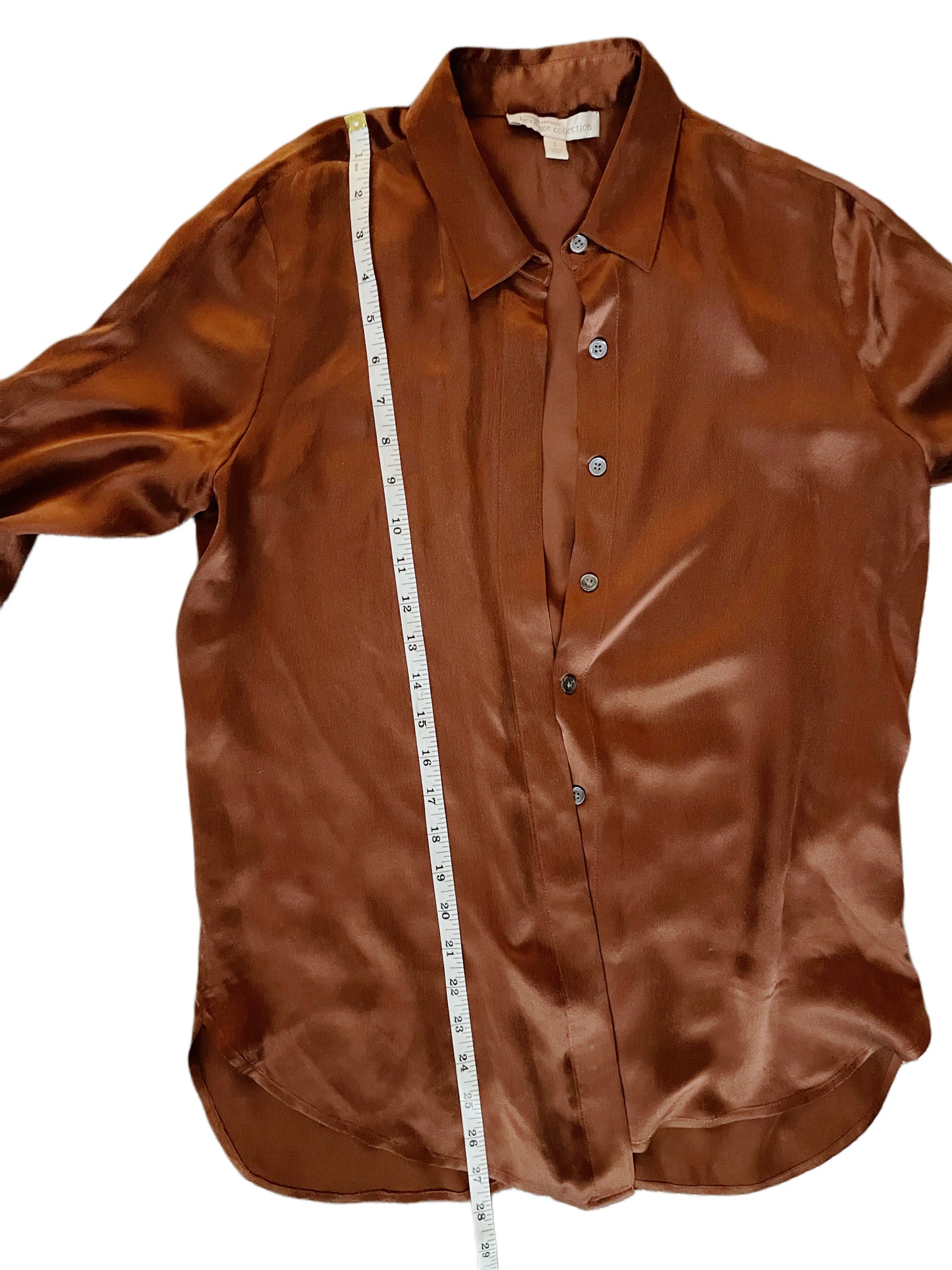 Vintage Banana Republic Heritage Collection Silk Shirt – Rust Brown – Size S
