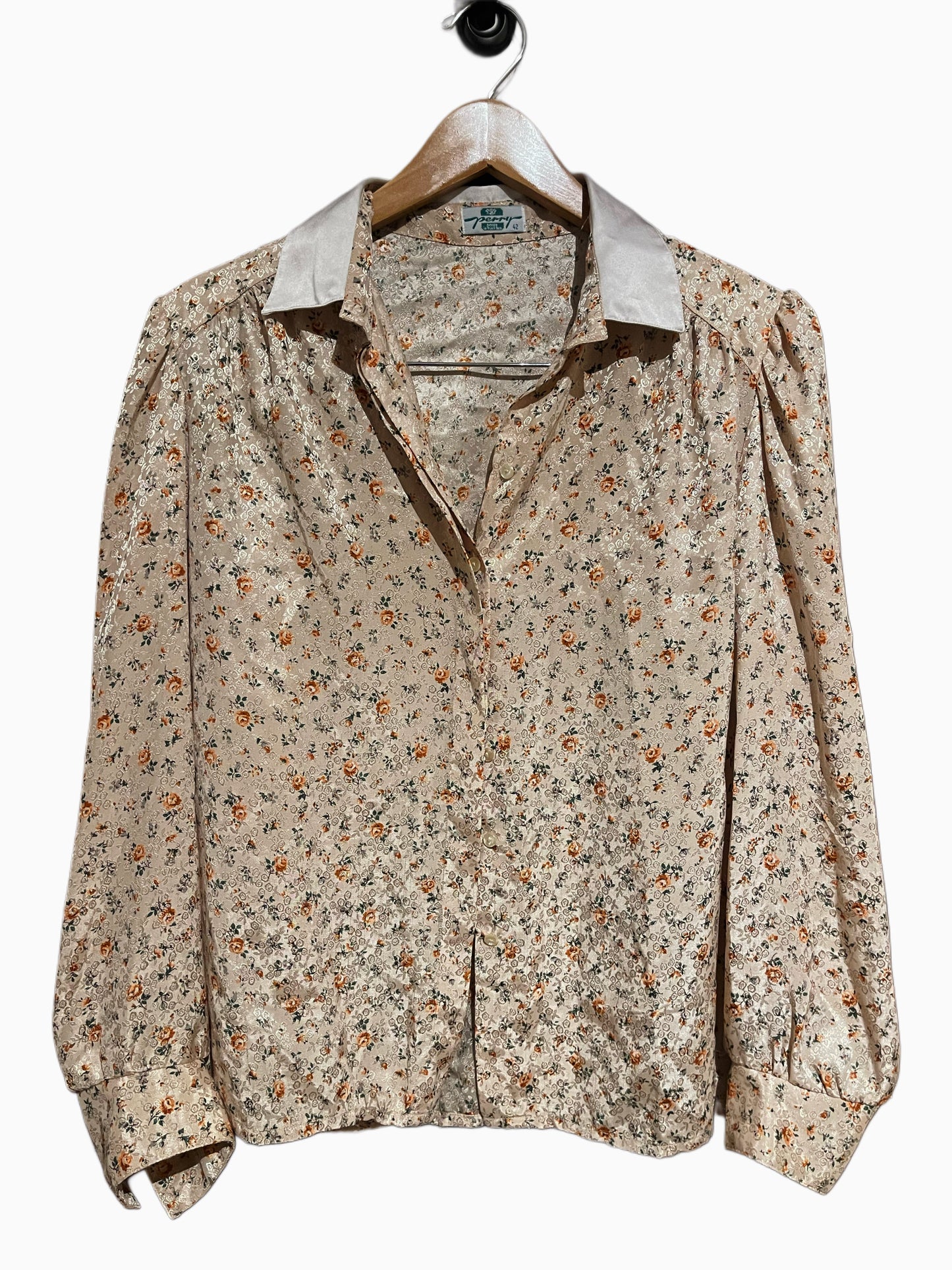 Vintage Cream Floral Blouse