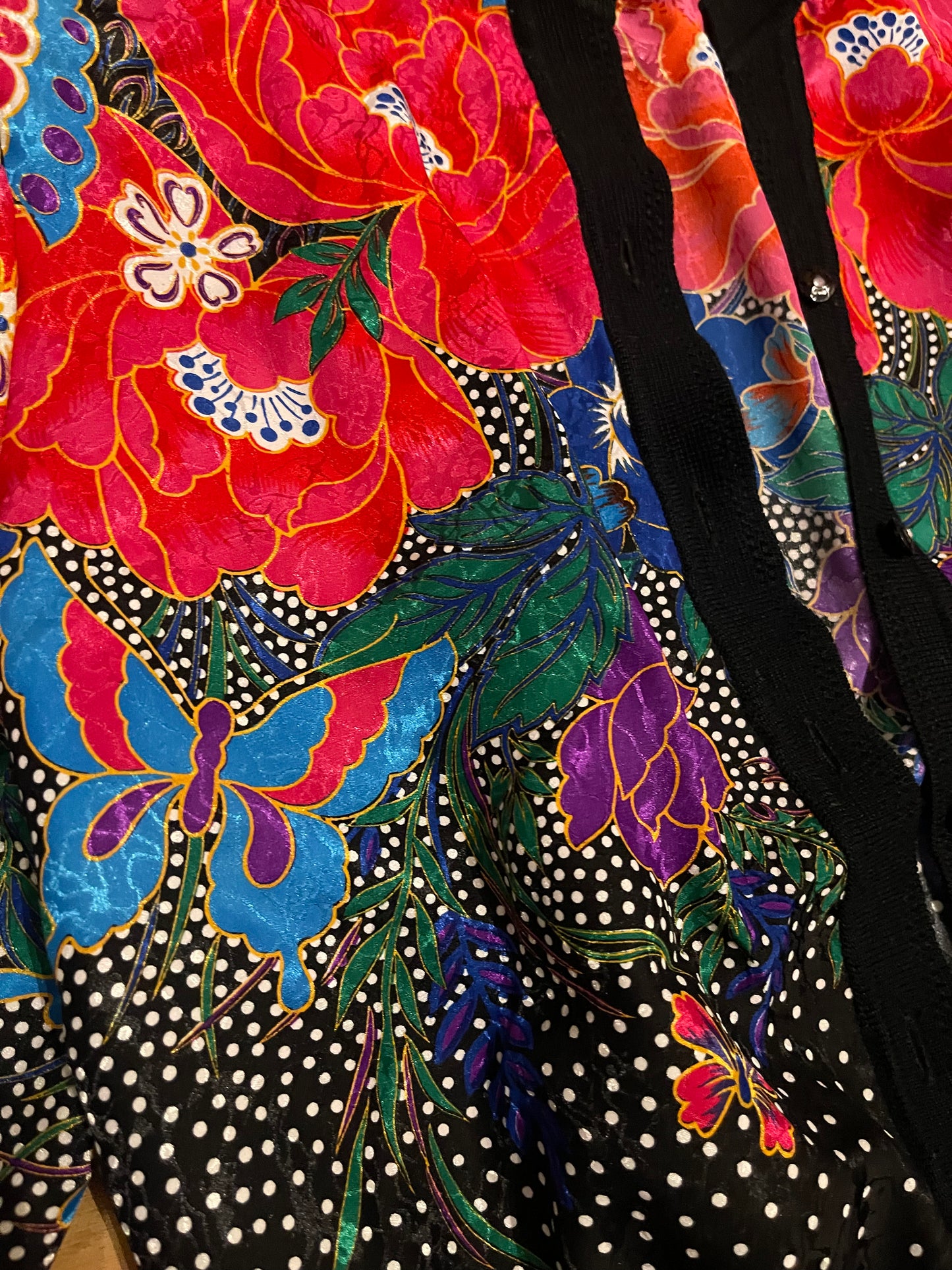 Vintage Floral Polyester Cardigan