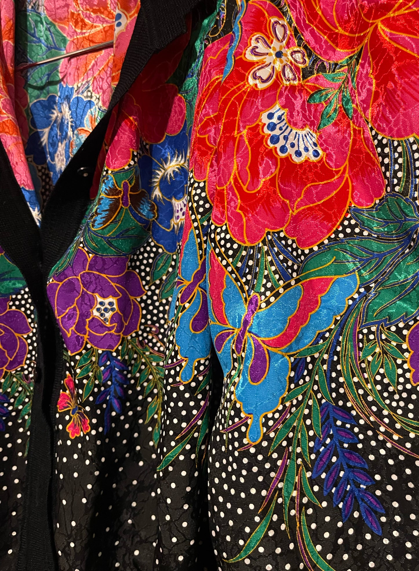 Vintage Floral Polyester Cardigan