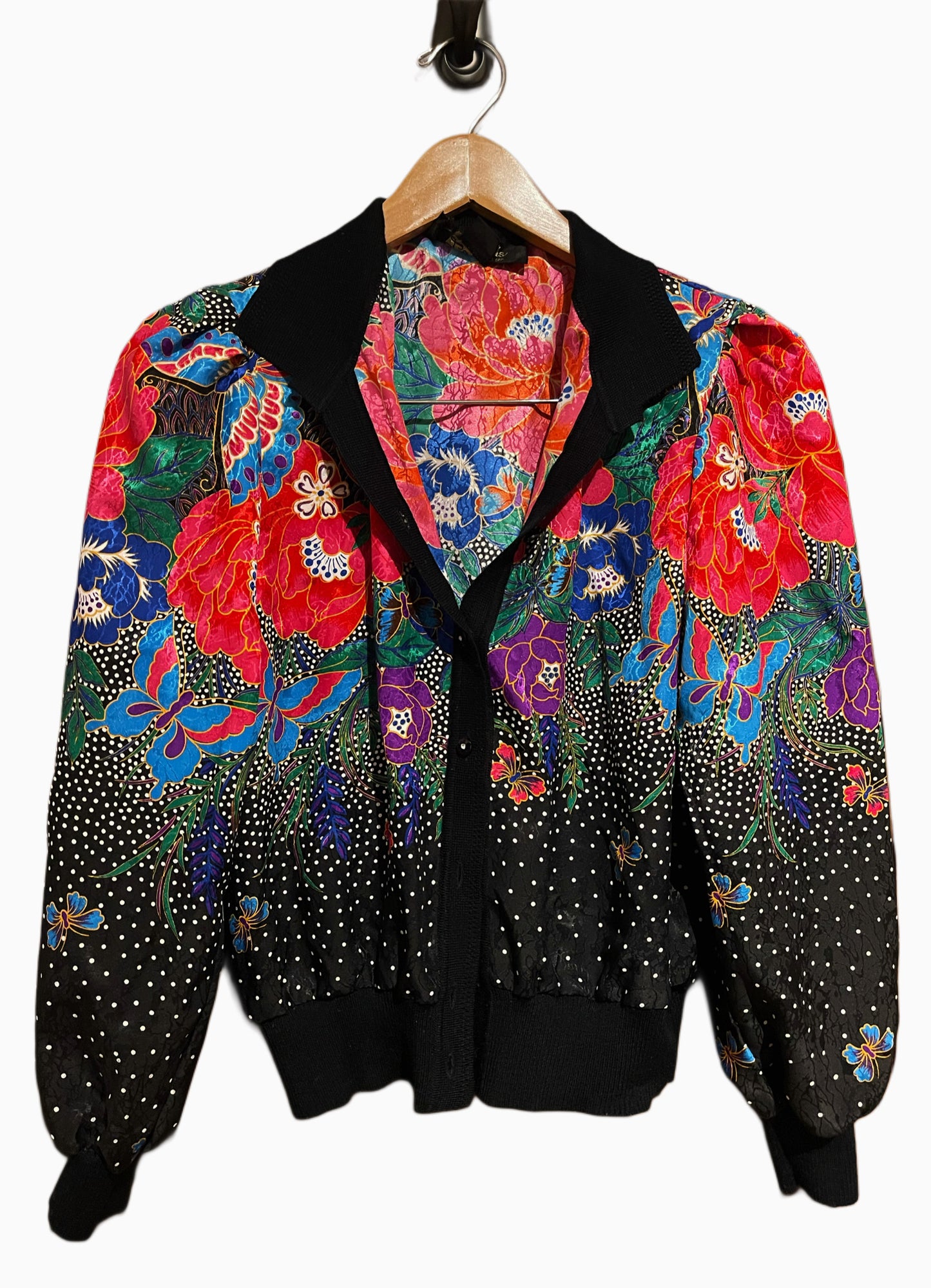 Vintage Floral Polyester Cardigan
