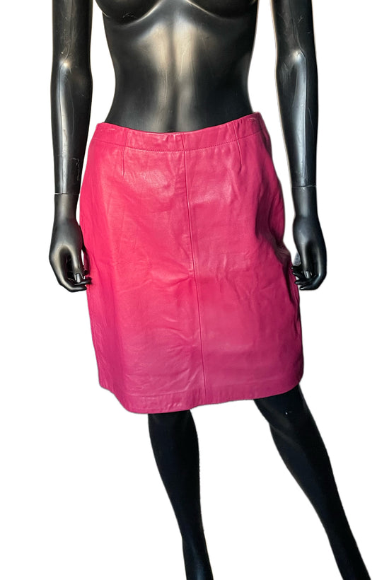Vintage Fuchsia Leather Mini Skirt – Apart Impressions – Size 10